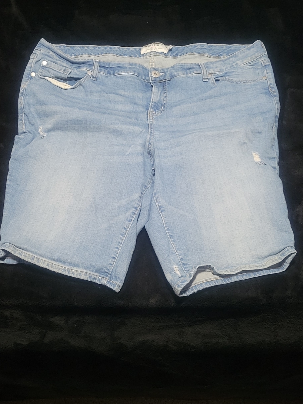 torrid Light Blue Distressed Denim Bermuda Shorts